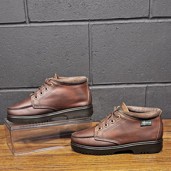Vintage EASTLAND Chunky Brown Leather Moc Toe Platform Boots Women’s 7 - Picture 1 of 8